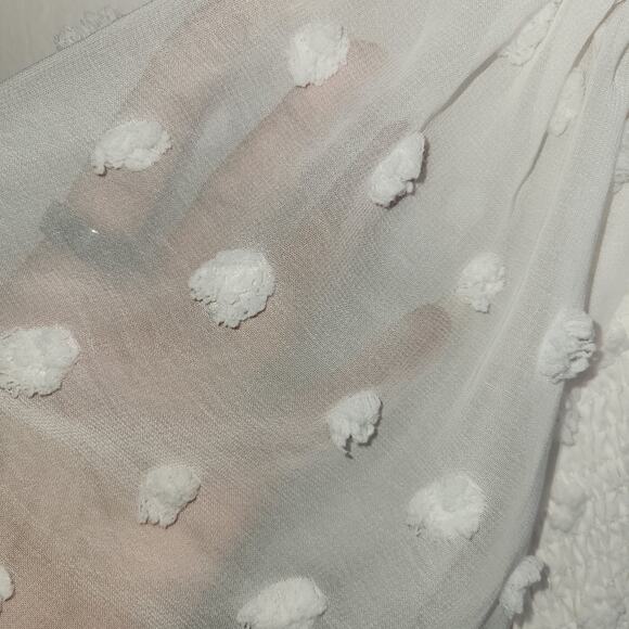 Teacrew Babydoll Mini Dress Size Small White Smocked Romantic Ruffles Boho Tired - Picture 4 of 12